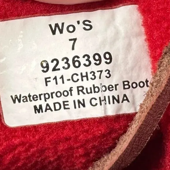 Sperry Top Sider Women’s Red and Black Buffalo Plaid Rubber Duck Boots Size 7
