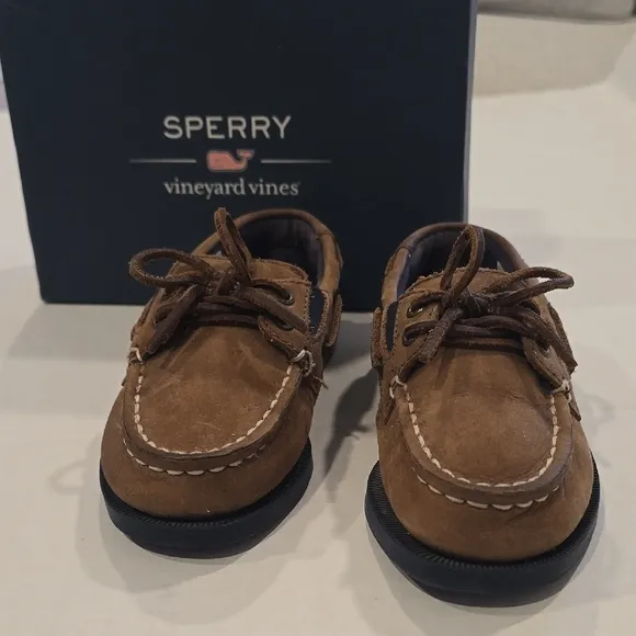 Sperry   Vineyard Vines Sahara Little Boys Brown Boatshoe sz 9