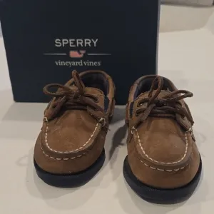 Sperry   Vineyard Vines Sahara Little Boys Brown Boatshoe sz 9