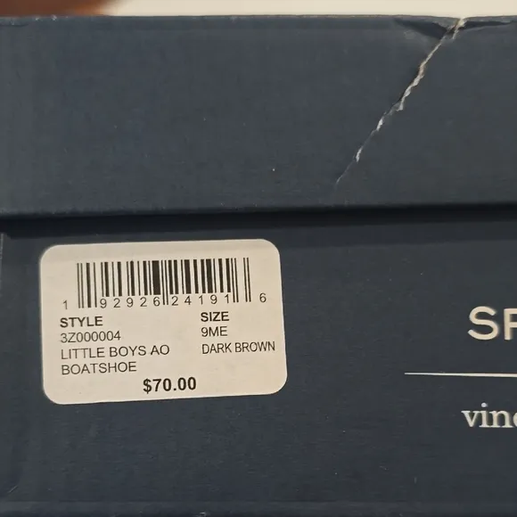 Sperry   Vineyard Vines Sahara Little Boys Brown Boatshoe sz 9