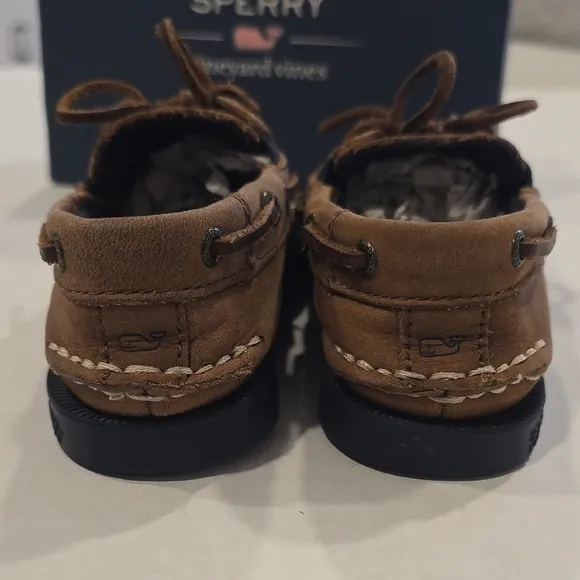Sperry   Vineyard Vines Sahara Little Boys Brown Boatshoe sz 9