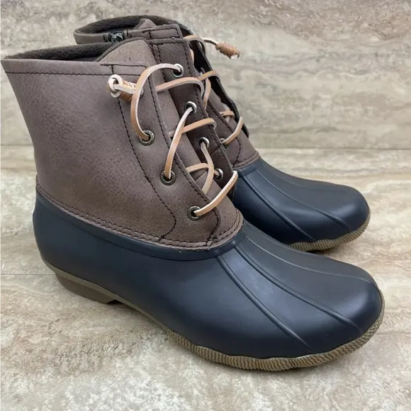 Sperry Womens Saltwater Wool Embossed Brown Duck Boot w/ Thinsulate