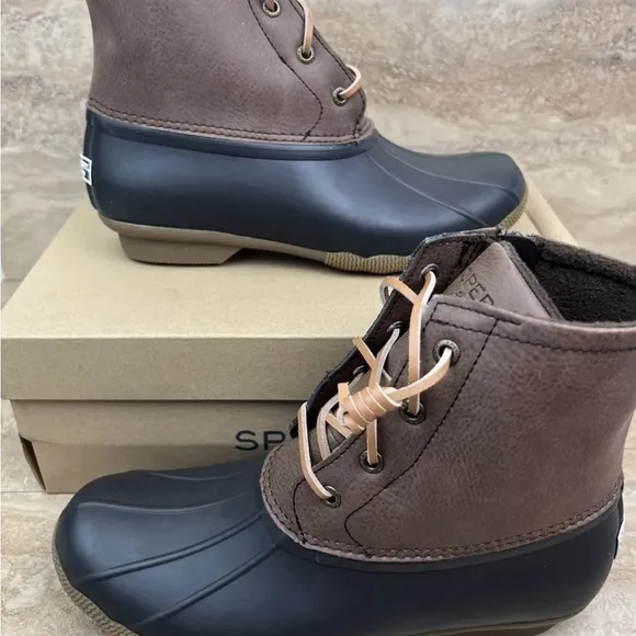Sperry Womens Saltwater Wool Embossed Brown Duck Boot w/ Thinsulate