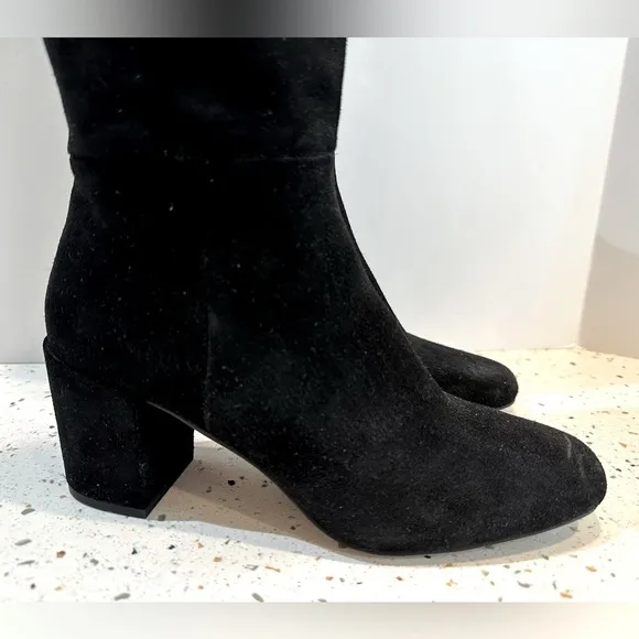Splendid Black Suede Leather Knee High Tall Boots‎