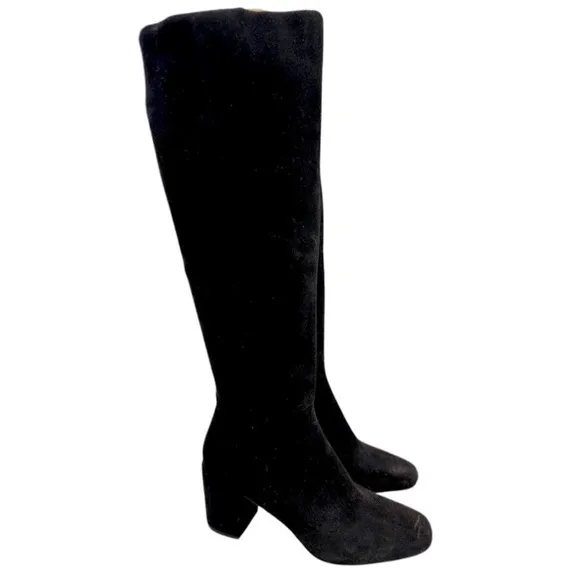 Splendid Black Suede Leather Knee High Tall Boots‎