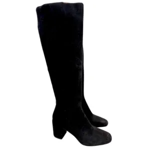 Splendid Black Suede Leather Knee High Tall Boots‎