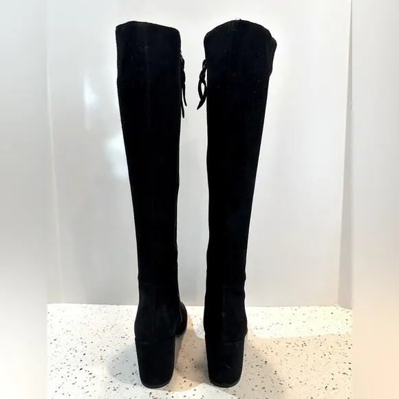 Splendid Black Suede Leather Knee High Tall Boots‎