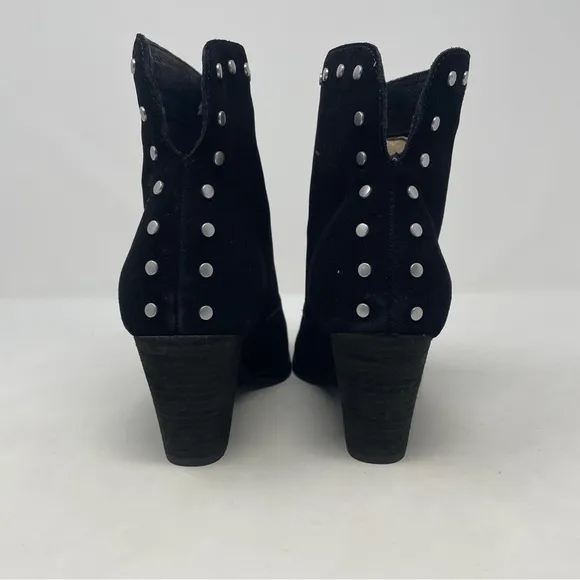Splendid Esmae Black Suede Studded Block Heel Ankle Boots - NWT