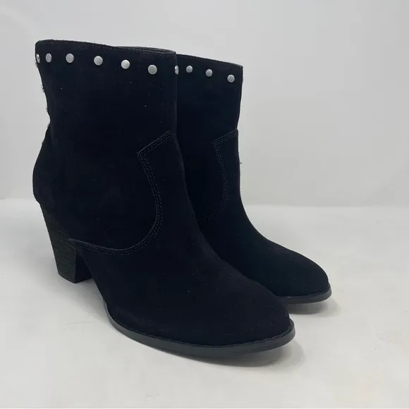 Splendid Esmae Black Suede Studded Block Heel Ankle Boots - NWT