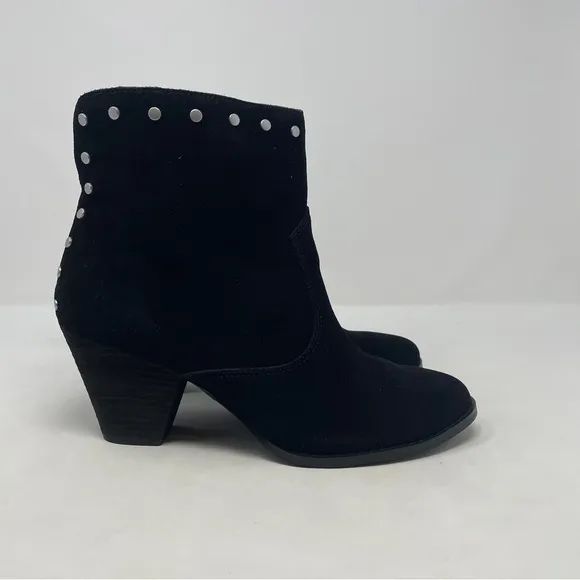 Splendid Esmae Black Suede Studded Block Heel Ankle Boots - NWT