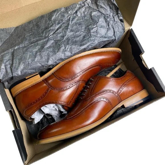 Stacey Adams Classic Brown Leather Oxford Brogues, 8.5