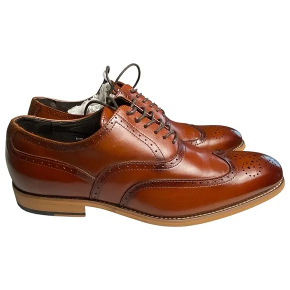 Stacey Adams Classic Brown Leather Oxford Brogues, 8.5