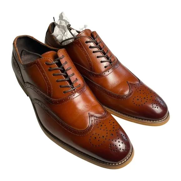 Stacey Adams Classic Brown Leather Oxford Brogues, 8.5