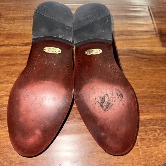 Stacy Adams Brown Cognac Genuine Snake Leather Tassel Loafer Mens Shoe 8M