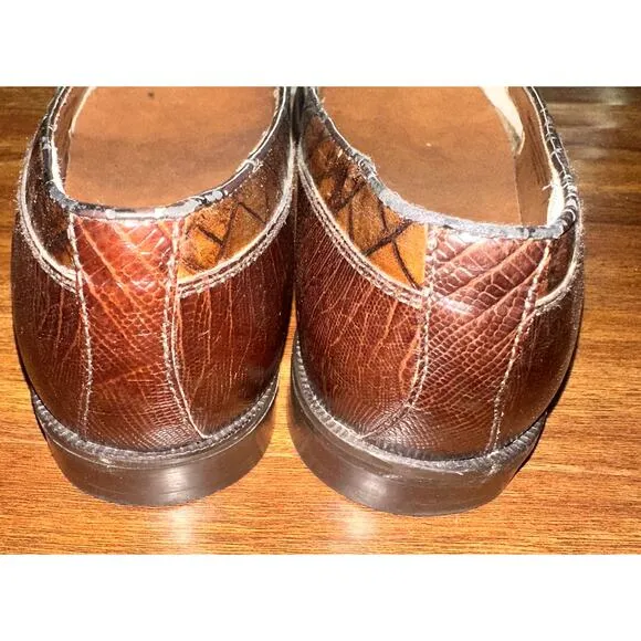 Stacy Adams Brown Cognac Genuine Snake Leather Tassel Loafer Mens Shoe 8M