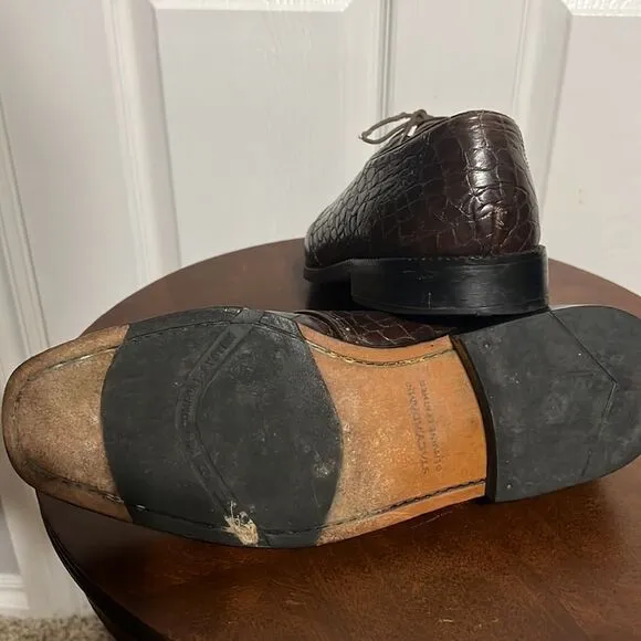 🔥🔥 STACY ADAMS Crocodile Genuine Leather Shoes - Sz 11 1/2 - GREAT Condition