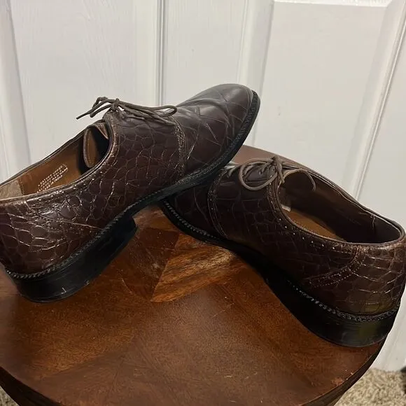 🔥🔥 STACY ADAMS Crocodile Genuine Leather Shoes - Sz 11 1/2 - GREAT Condition