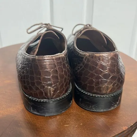 🔥🔥 STACY ADAMS Crocodile Genuine Leather Shoes - Sz 11 1/2 - GREAT Condition