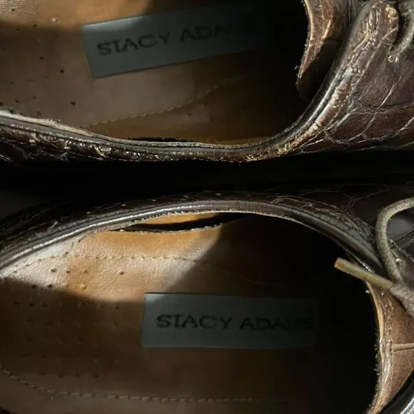 🔥🔥 STACY ADAMS Crocodile Genuine Leather Shoes - Sz 11 1/2 - GREAT Condition