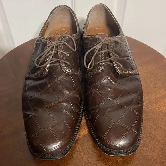🔥🔥 STACY ADAMS Crocodile Genuine Leather Shoes - Sz 11 1/2 - GREAT Condition