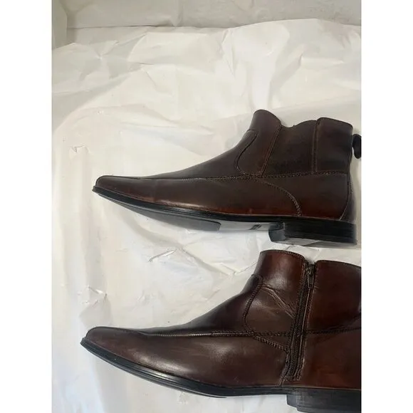 Stacy Adams Leather Boots Dark Brown 10. 5 Chukka Side Zip Men