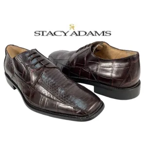 Stacy Adams | Mens 9 1/2M | Genuine Snake &amp; Leather Brown Square Toe Derby Shoes