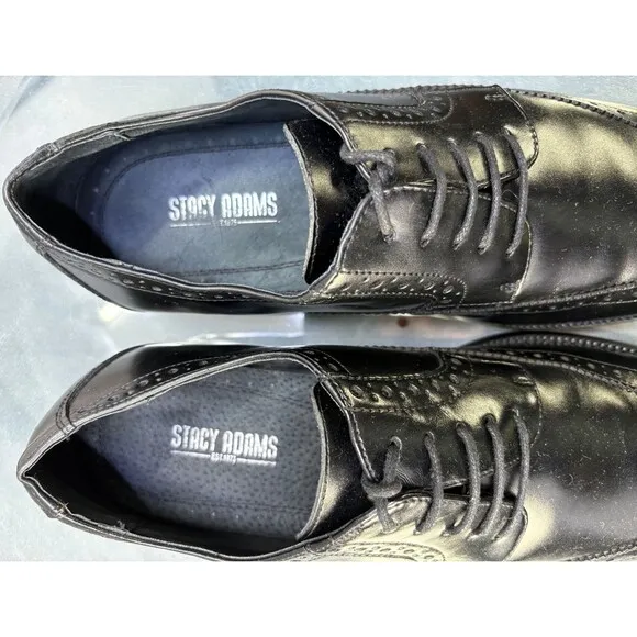 Stacy Adams Men's Wingtip Oxfords Dress Shoes Size 10.5 M Leather Black