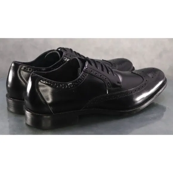 Stacy Adams Men's Wingtip Oxfords Dress Shoes Size 10.5 M Leather Black