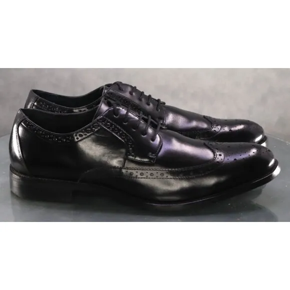 Stacy Adams Men's Wingtip Oxfords Dress Shoes Size 10.5 M Leather Black
