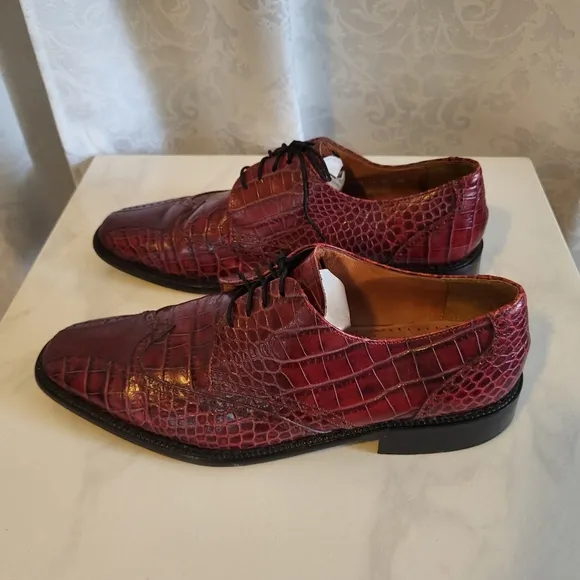 Stacy Adams Signature Genuine Lizard Men's Oxford Dress Shoes, Size 10,Red