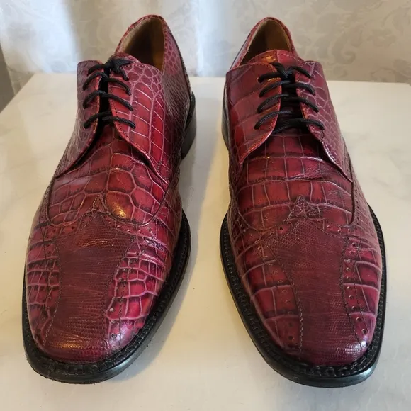 Stacy Adams Signature Genuine Lizard Men's Oxford Dress Shoes, Size 10,Red