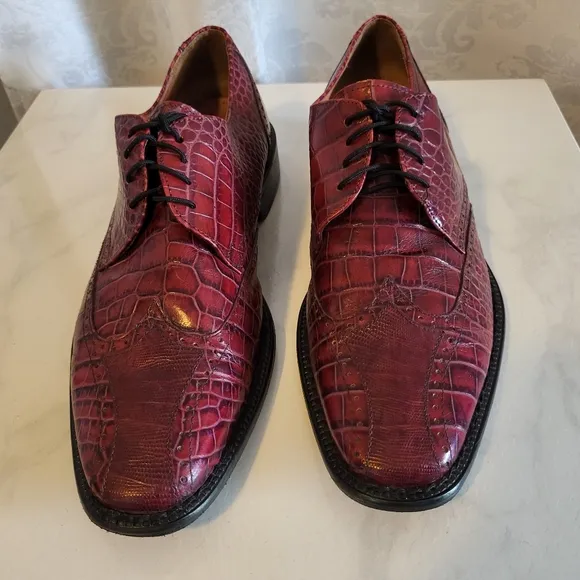 Stacy Adams Signature Genuine Lizard Men's Oxford Dress Shoes, Size 10,Red
