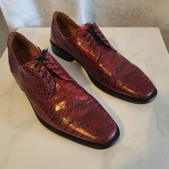 Stacy Adams Signature Genuine Lizard Men's Oxford Dress Shoes, Size 10,Red