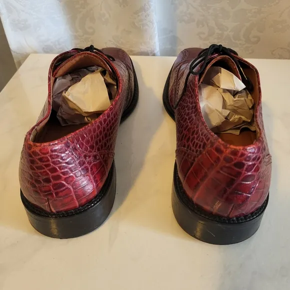 Stacy Adams Signature Genuine Lizard Men's Oxford Dress Shoes, Size 10,Red