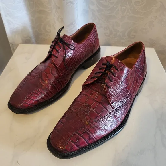 Stacy Adams Signature Genuine Lizard Men's Oxford Dress Shoes, Size 10,Red