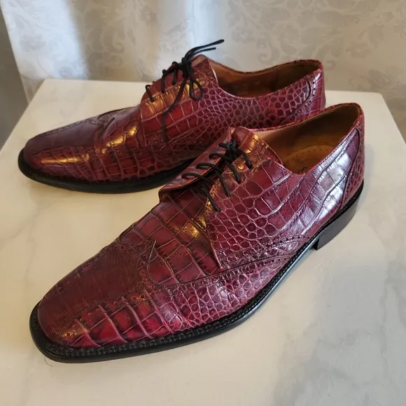 Stacy Adams Signature Genuine Lizard Men's Oxford Dress Shoes, Size 10,Red