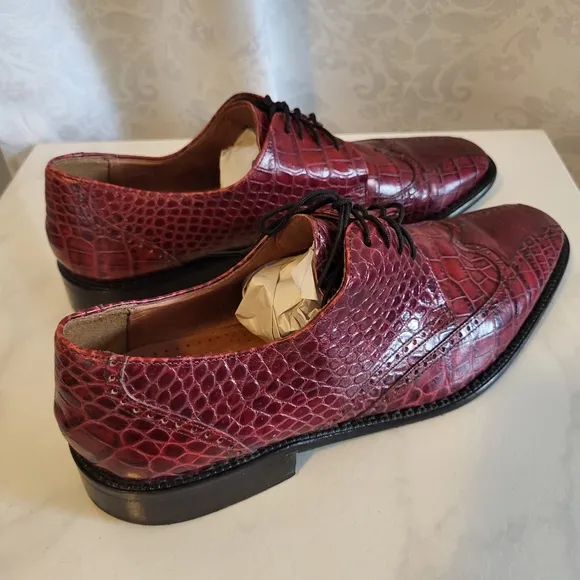 Stacy Adams Signature Genuine Lizard Men's Oxford Dress Shoes, Size 10,Red