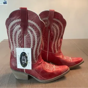 Sterling River Red White Leather Cowboy Boots Size 10 Western Festival Nashville