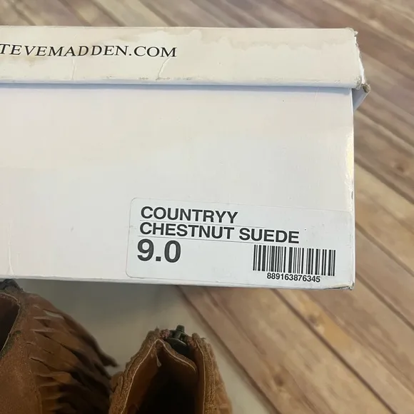 Steve Madden Countryy Cowgirl Fringe Suede Leather Brown Heeled Booties Size 9