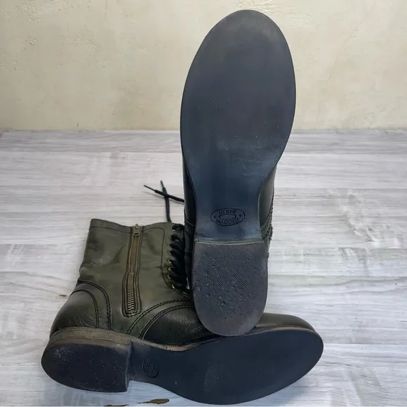 Steve Madden Dark Green Leather Troopa Lace-Up Combat Moto Boots Women’s size 9M