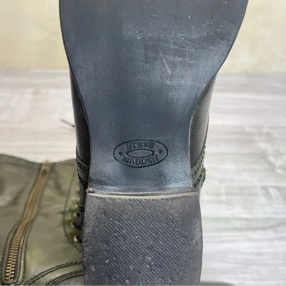 Steve Madden Dark Green Leather Troopa Lace-Up Combat Moto Boots Women’s size 9M