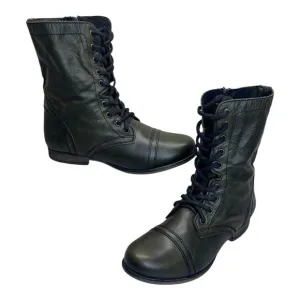 Steve Madden Dark Green Leather Troopa Lace-Up Combat Moto Boots Women’s size 9M