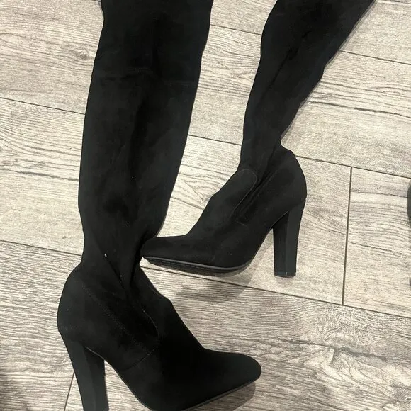 Steve Madden Gorgeous 6M Black High Heel Suede Over the Knee Boots