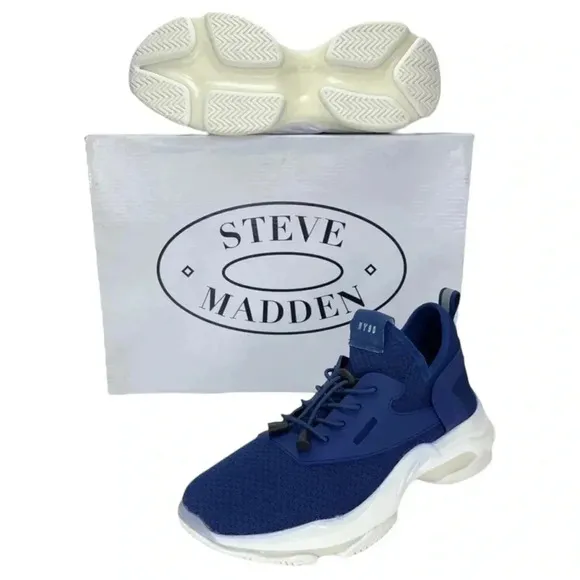 Steve Madden Impact Navy Mesh Mid Top Mens Fashion Sneakers Size 7M