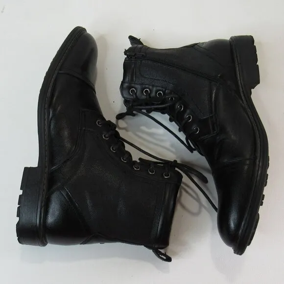Steve Madden Men's Bunsin Black Lace-Up Boot Size 9.5 Combat/ Moto/ Classic