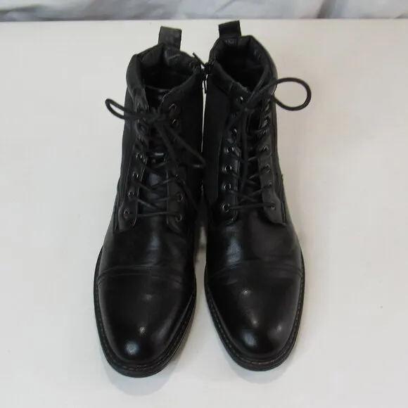 Steve Madden Men's Bunsin Black Lace-Up Boot Size 9.5 Combat/ Moto/ Classic