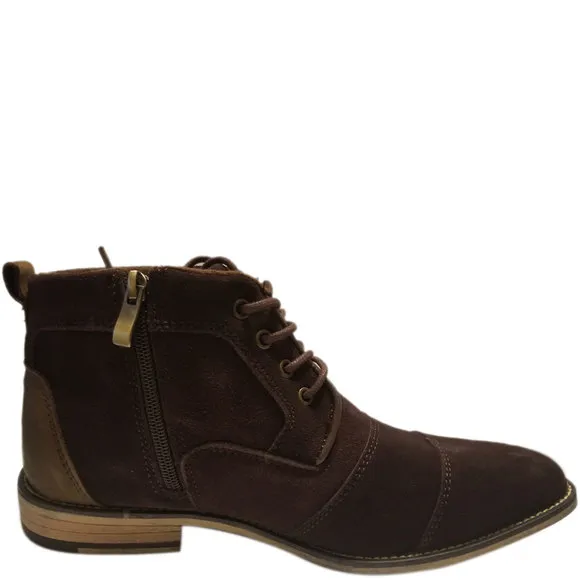Steve Madden Men's Jonnie Cap toe Leather Boots Brown Suede 8 M
