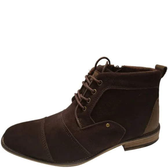 Steve Madden Men's Jonnie Cap toe Leather Boots Brown Suede 8 M