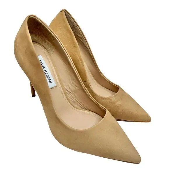 Steve Madden Shoes Womens Size 8 Tan Pointed Toe Pumps Smooth Suede Upper