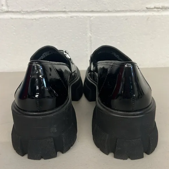 Steve Madden sz8 black loafers chunky buckle Y2K shoes slip on Lando trifecta